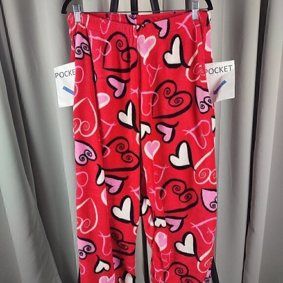 Fancy Girlz Red, Pink, White, Heart Pajama Bottoms. Size L /XL - Picture 3 of 8